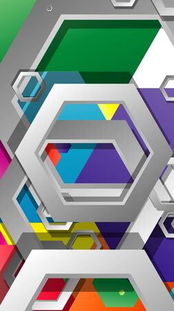 Abstract geometric background with hexagon, brights color compositions. Vector illustrationのイラスト素材