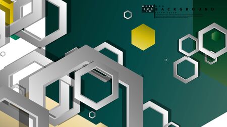 Abstract geometric background with hexagons, foliage color composition. Vector illustrationのイラスト素材
