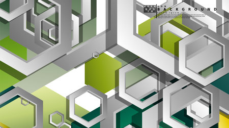 Abstract geometric background with hexagons, foliage color composition. Vector illustrationのイラスト素材