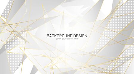 Abstract gray triangle and gold lines geometric technology background design company EPS 10. Vector illustrationのイラスト素材