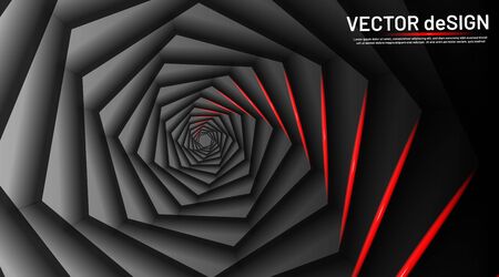 Optical illusions in the shape of a rounded Hexagon in the distance with red light twistersのイラスト素材