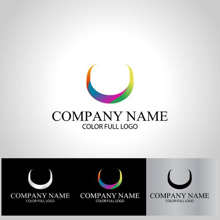 abstract vector template design with colored crescentのイラスト素材