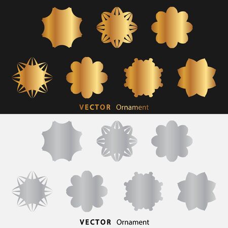 Mandala. Gold round ornament pattern on black background.のイラスト素材