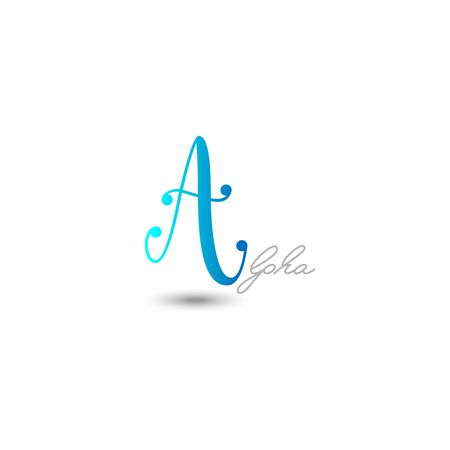 Initial letter A vector graphic design illustration, with gradient blue colorのイラスト素材