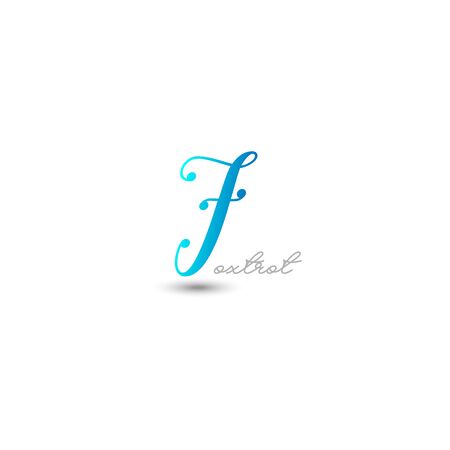 Initial letter f vector graphic design illustration, with gradient blue colorのイラスト素材