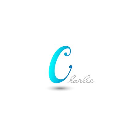 Initial letter c vector graphic design illustration, with gradient blue colorのイラスト素材