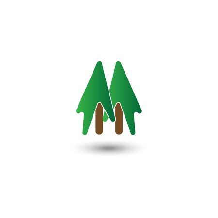 tree vector, forming the letter M, graphic design illustrationのイラスト素材