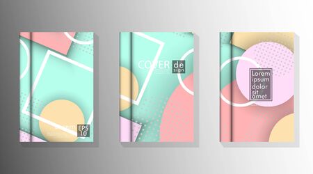 The Cover Book is arranged with memphis and hipster style graphic geometric elements. Valid for placards, brochures, posters, covers and banners.のイラスト素材