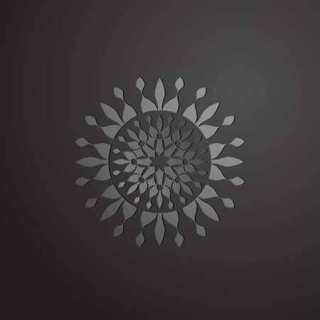 vector illustration mandala. Grey floral pattern. Oriental silhouette ornament.coaster design.のイラスト素材