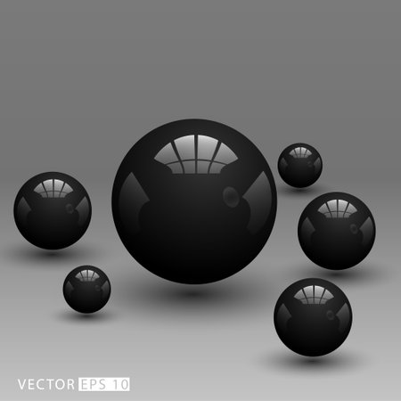Realistic 3D black ball. Vector illustrationのイラスト素材