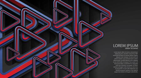 abstract vector design. overlapping triangle outline pattern with a blue, red, black backgroundのイラスト素材
