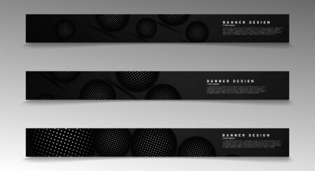 Collection of modern abstract style banners. 3D dark circle pattern. Vector illustrationのイラスト素材