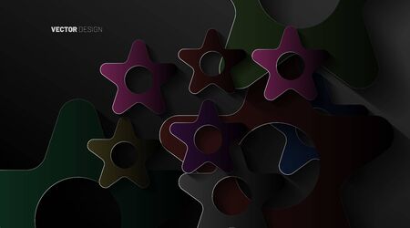 abstract vector background. Geometric star shapes overlap with shadows on a dark background. Illustration of design in EPS 10のイラスト素材