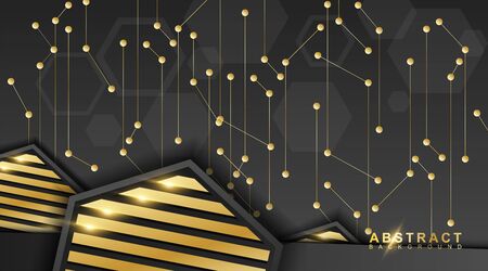 Abstract lines and dots are connected. vector background technology with black or triangle hexagons. design illustrationのイラスト素材