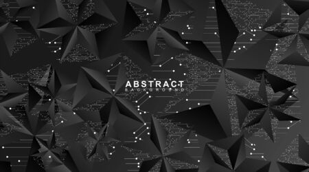 Abstract polygonal space from a low dark poly background by connecting points and lines. Connection structure. Illustration of 3D vector designのイラスト素材