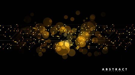 Geometric patterns with connected lines and points. Abstract golden circle Bokeh background. vector design illustration.のイラスト素材