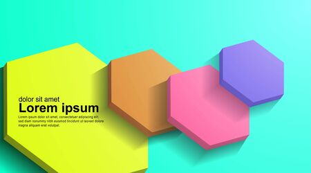 overlapping abstract vector 3d hexagon background with pastel colorsのイラスト素材