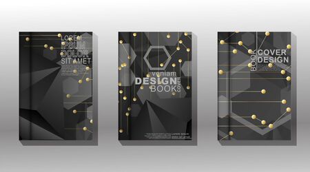 Minimal cover design. low poly hexagon with gold dot and line connected . vector illustrationのイラスト素材