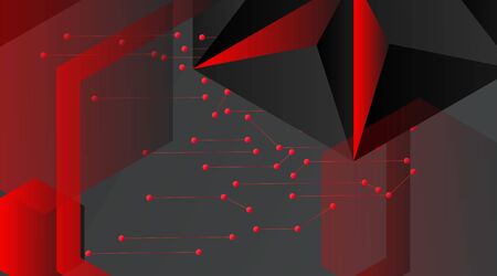abstract vector geometric background. Dark gray vector polygonal template and red line connected dots .Vector Illustration For Wallpaper, Banner, Background, Card, landing page , etcのイラスト素材