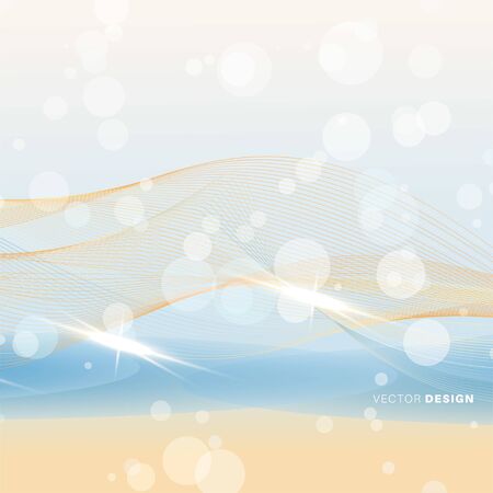 Abstract background with shiny waves and bokeh light. Vector illustration of a bright designのイラスト素材
