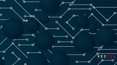 abstract vector technology background. circle with a background connection line. Future design of 3D circuit board technologyのイラスト素材
