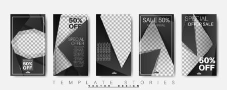 Social media stories templates. Layout pack. Vector illustrationのイラスト素材