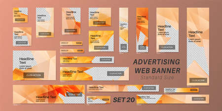 Vector set ad web banner with standard size. Geometric shape template design.のイラスト素材