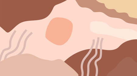 Abstract template design background composition of minimal organic shapes in trendy contemporary collage style. Vector illustrationのイラスト素材