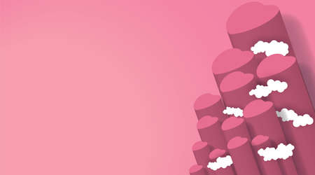 Valentines day vector background . vector illustration 3d design Heart and cloudsのイラスト素材