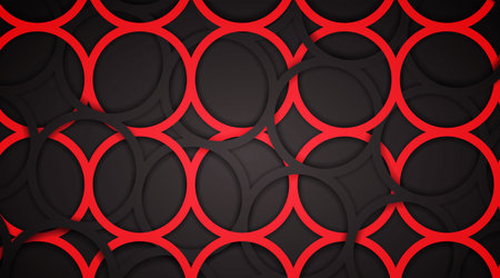 Abstract vector background overlap black and red circlesのイラスト素材