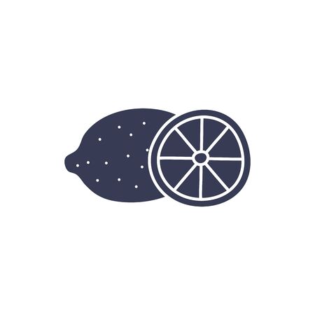 lemon silhouette style icon design, Fruit healthy organic food sweet and nature theme Vector illustrationのイラスト素材
