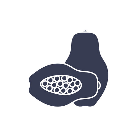 papaya silhouette style icon design, Fruit healthy organic food sweet and nature theme Vector illustrationのイラスト素材