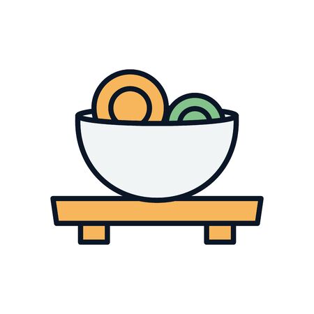 Japanese house line fill icon design, Japan culture asia travel landmark famous asian and oriental theme Vector illustrationのイラスト素材
