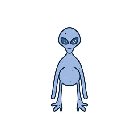 Alien line fill style icon of Space futuristic cosmos outside universe astronomy adventure and exploration theme Vector illustrationのイラスト素材