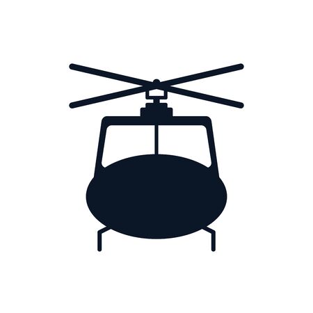 Helicopter silhouette style icon design, Plane vehicle transportation fly air travel aircraft flight aviation and sky theme Vector illustrationのイラスト素材