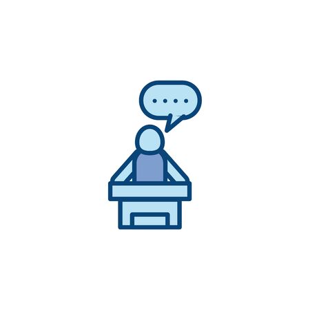 Avatar on podium with bubble line and fill style icon design of Person profile social communication human user partnership member and figure theme Vector illustrationのイラスト素材