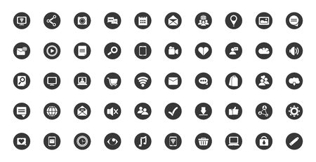 Block flat style icon set design, Social media multimedia communication digital marketing internet web and connect theme Vector illustrationのイラスト素材