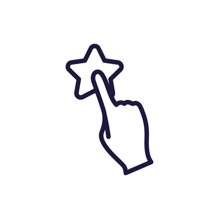 Hand and star line style icon design, Social media multimedia communication digital marketing internet web and connect theme Vector illustrationのイラスト素材