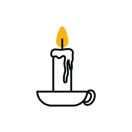 Candle half line half color style icon design, Fire flame candlelight light spirituality burn and decoration theme Vector illustrationのイラスト素材