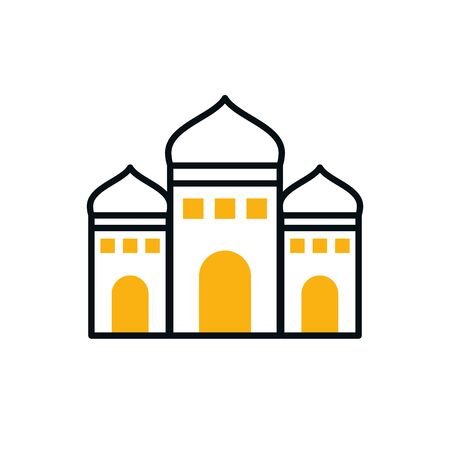 Ramadan mosque half line half color style icon design, Islamic muslim religion culture belief religious faith god spiritual meditation and traditional theme Vector illustrationのイラスト素材