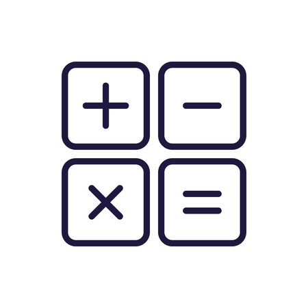 Calculator tool line style icon design, Mathematics finance device electronic education office object and accounting theme Vector illustrationのイラスト素材