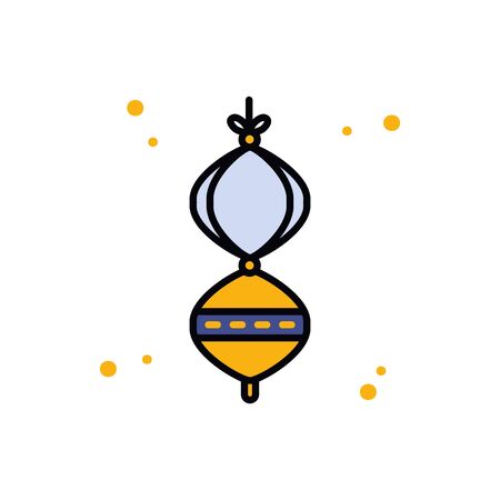 Ramadan lantern line and fill style icon design, Islamic muslim religion culture belief religious faith god spiritual meditation and traditional theme Vector illustrationのイラスト素材