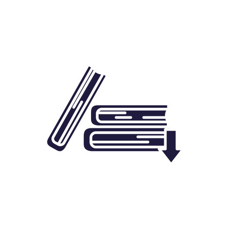 books and download arrow silhouette style icon design, Education literature read library school university information learning and text theme Vector illustrationのイラスト素材