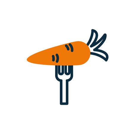 Carrot half line half color style icon design, Vegetable organic food healthy fresh natural and market theme Vector illustrationのイラスト素材