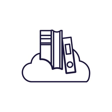 books and cloud line style icon design, Education literature read library school university information learning and text theme Vector illustrationのイラスト素材