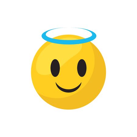 Innocent emoji face flat style icon design, Cartoon expression cute emoticon character profile facial toy adorable and social media theme Vector illustrationのイラスト素材