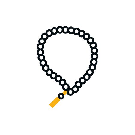Ramadan dhikr rosary half line half color style icon design, Islamic muslim religion culture belief religious faith god spiritual meditation and traditional theme Vector illustrationのイラスト素材