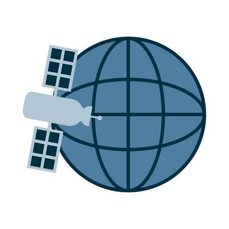 Rocket flat style icon of Space futuristic cosmos outside universe astronomy adventure and exploration theme Vector illustrationのイラスト素材