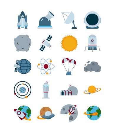 Rocket flat style icon of Space futuristic cosmos outside universe astronomy adventure and exploration theme Vector illustrationのイラスト素材