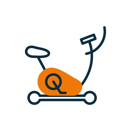 Spinning machine half line half color style icon design, healthy lifestyle fitness gym bodybuilding bodycare fit activity exercise and workout theme Vector illustrationのイラスト素材